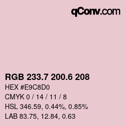 カラーコード: RGB 233.7 200.6 208 | qconv.com