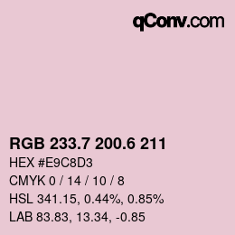 カラーコード: RGB 233.7 200.6 211 | qconv.com