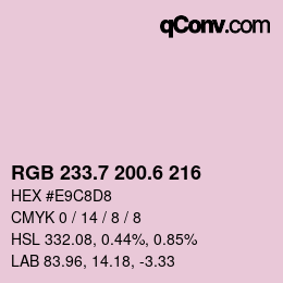 カラーコード: RGB 233.7 200.6 216 | qconv.com