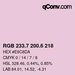 カラーコード: RGB 233.7 200.6 218 | qconv.com