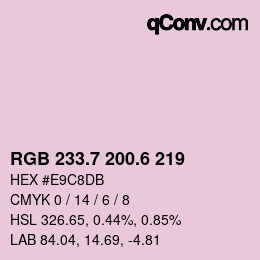 カラーコード: RGB 233.7 200.6 219 | qconv.com
