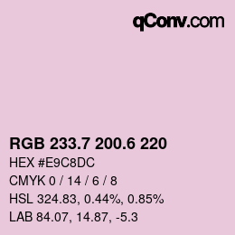 カラーコード: RGB 233.7 200.6 220 | qconv.com