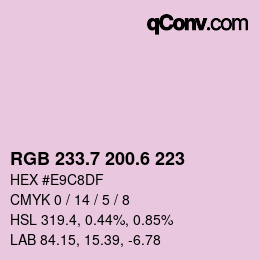 カラーコード: RGB 233.7 200.6 223 | qconv.com