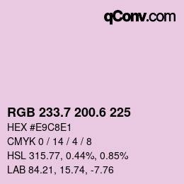 カラーコード: RGB 233.7 200.6 225 | qconv.com