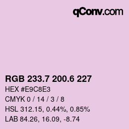 カラーコード: RGB 233.7 200.6 227 | qconv.com