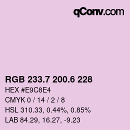 カラーコード: RGB 233.7 200.6 228 | qconv.com