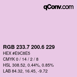 カラーコード: RGB 233.7 200.6 229 | qconv.com