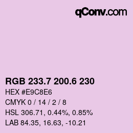 カラーコード: RGB 233.7 200.6 230 | qconv.com