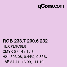 颜色代码: RGB 233.7 200.6 232 | qconv.com