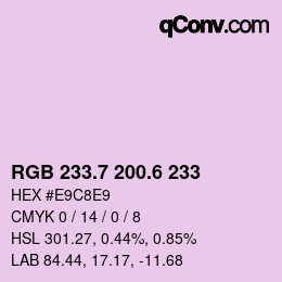 カラーコード: RGB 233.7 200.6 233 | qconv.com