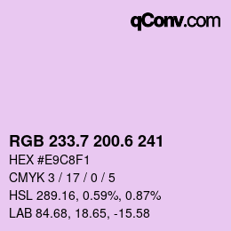 カラーコード: RGB 233.7 200.6 241 | qconv.com