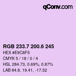 カラーコード: RGB 233.7 200.6 245 | qconv.com