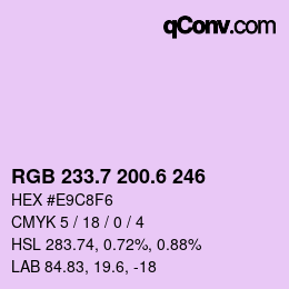 カラーコード: RGB 233.7 200.6 246 | qconv.com