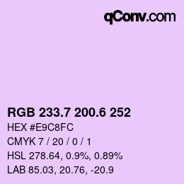 Color code: RGB 233.7 200.6 252 | qconv.com