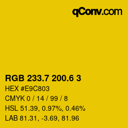 カラーコード: RGB 233.7 200.6 3 | qconv.com