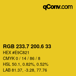 カラーコード: RGB 233.7 200.6 33 | qconv.com
