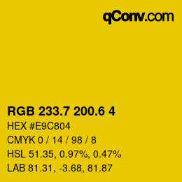 カラーコード: RGB 233.7 200.6 4 | qconv.com