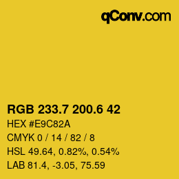 カラーコード: RGB 233.7 200.6 42 | qconv.com