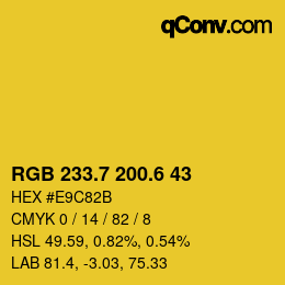 カラーコード: RGB 233.7 200.6 43 | qconv.com