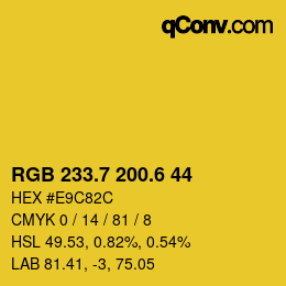 カラーコード: RGB 233.7 200.6 44 | qconv.com