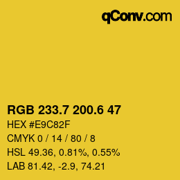 カラーコード: RGB 233.7 200.6 47 | qconv.com