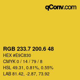 カラーコード: RGB 233.7 200.6 48 | qconv.com