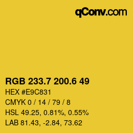 カラーコード: RGB 233.7 200.6 49 | qconv.com