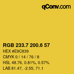 カラーコード: RGB 233.7 200.6 57 | qconv.com