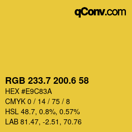 カラーコード: RGB 233.7 200.6 58 | qconv.com