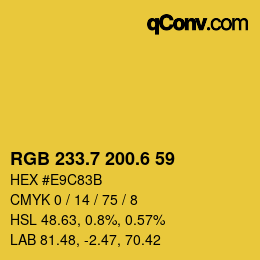 カラーコード: RGB 233.7 200.6 59 | qconv.com