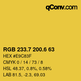カラーコード: RGB 233.7 200.6 63 | qconv.com
