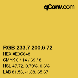 カラーコード: RGB 233.7 200.6 72 | qconv.com