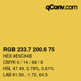 カラーコード: RGB 233.7 200.6 75 | qconv.com
