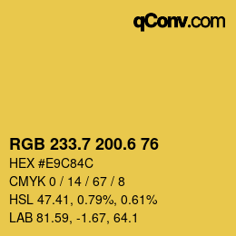 カラーコード: RGB 233.7 200.6 76 | qconv.com