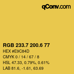 カラーコード: RGB 233.7 200.6 77 | qconv.com