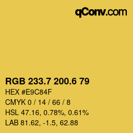 カラーコード: RGB 233.7 200.6 79 | qconv.com