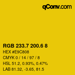 カラーコード: RGB 233.7 200.6 8 | qconv.com