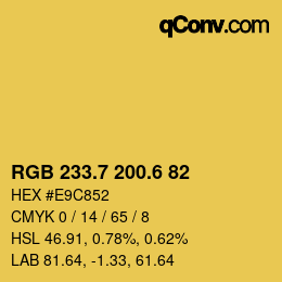 カラーコード: RGB 233.7 200.6 82 | qconv.com