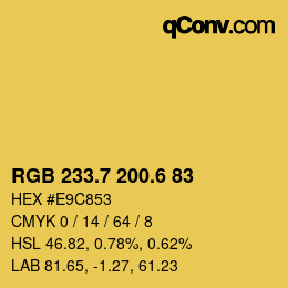 カラーコード: RGB 233.7 200.6 83 | qconv.com