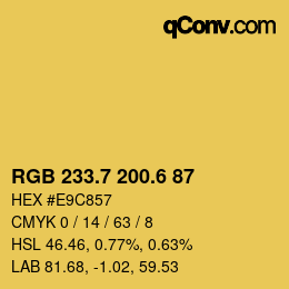 カラーコード: RGB 233.7 200.6 87 | qconv.com