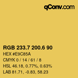 カラーコード: RGB 233.7 200.6 90 | qconv.com