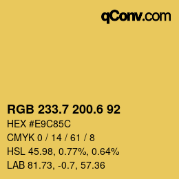 カラーコード: RGB 233.7 200.6 92 | qconv.com