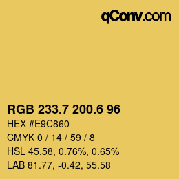 カラーコード: RGB 233.7 200.6 96 | qconv.com