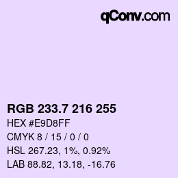 カラーコード: RGB 233.7 216 255 | qconv.com