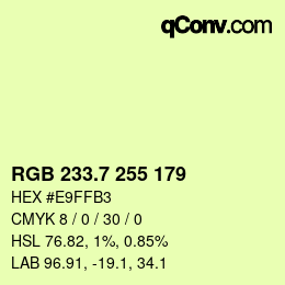 カラーコード: RGB 233.7 255 179 | qconv.com