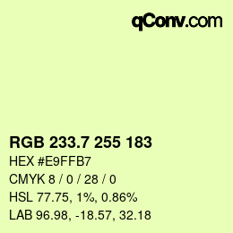 カラーコード: RGB 233.7 255 183 | qconv.com