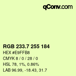カラーコード: RGB 233.7 255 184 | qconv.com