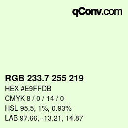 カラーコード: RGB 233.7 255 219 | qconv.com