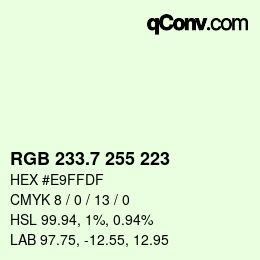 カラーコード: RGB 233.7 255 223 | qconv.com