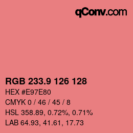 カラーコード: RGB 233.9 126 128 | qconv.com